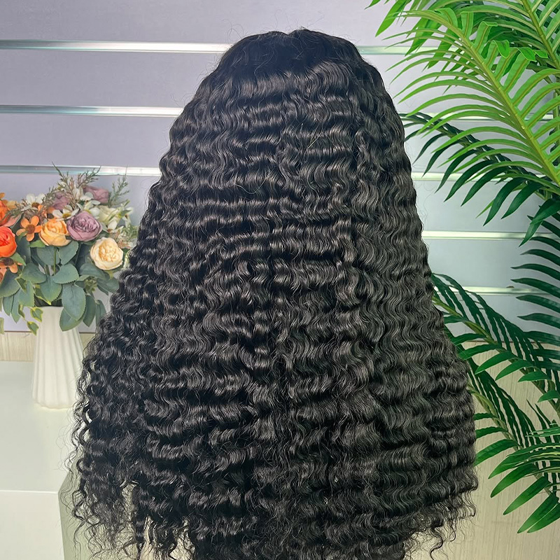 natural black 5x5 hd lace front myanmar deep wave wig precut hairline thicker curls