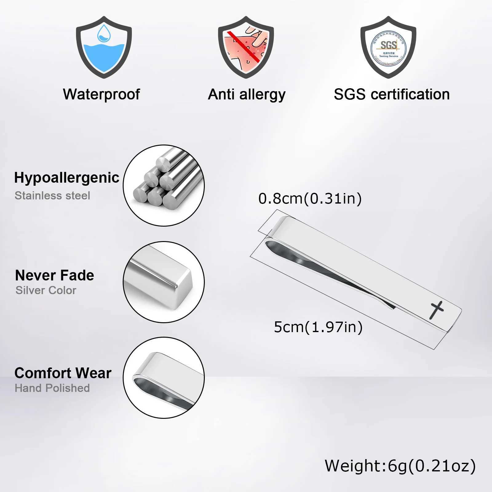 Simple Cross Tie Clip Gift for Dad Husband Boss Coworker Men Classic Stainless Steel Necktie Bar Tie Pin Clasp Christian Jewelry W250604