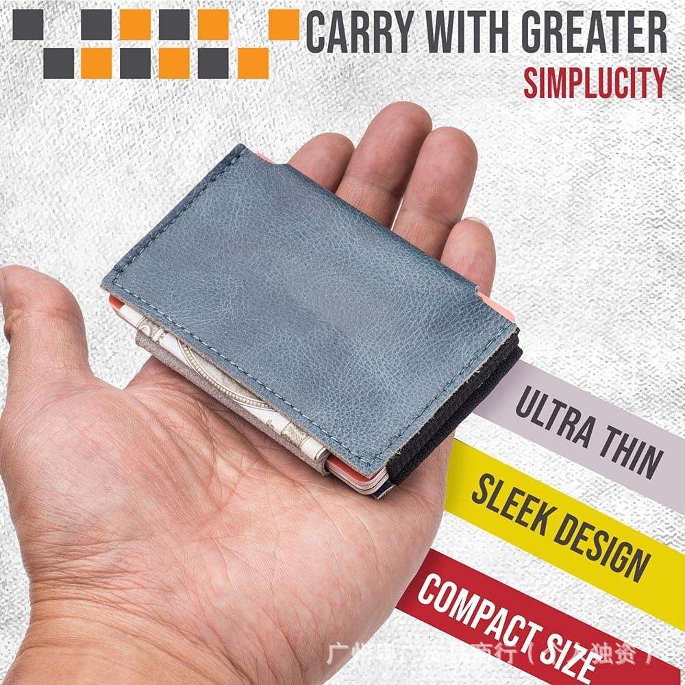 New Men's Genuine Leather Multi-Functional Portable Mini Sleeve Business Card Holder Compact Wallet