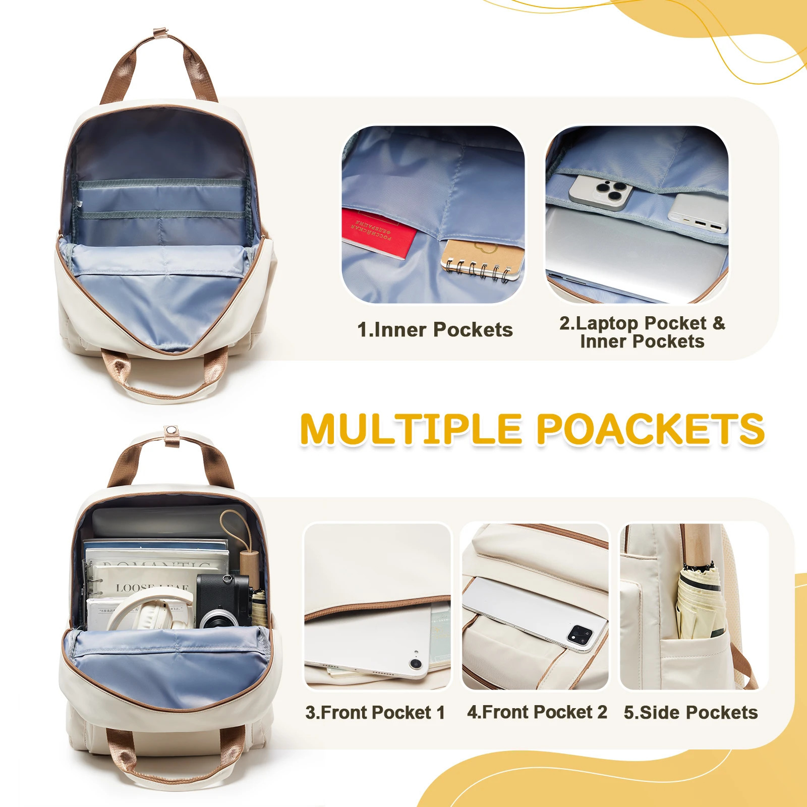 Womens Backpack Fashion Simple Travel Backpack Shoulder Bag Commuting Teenager Casual College Backpack Ins Laptop Bag 250530