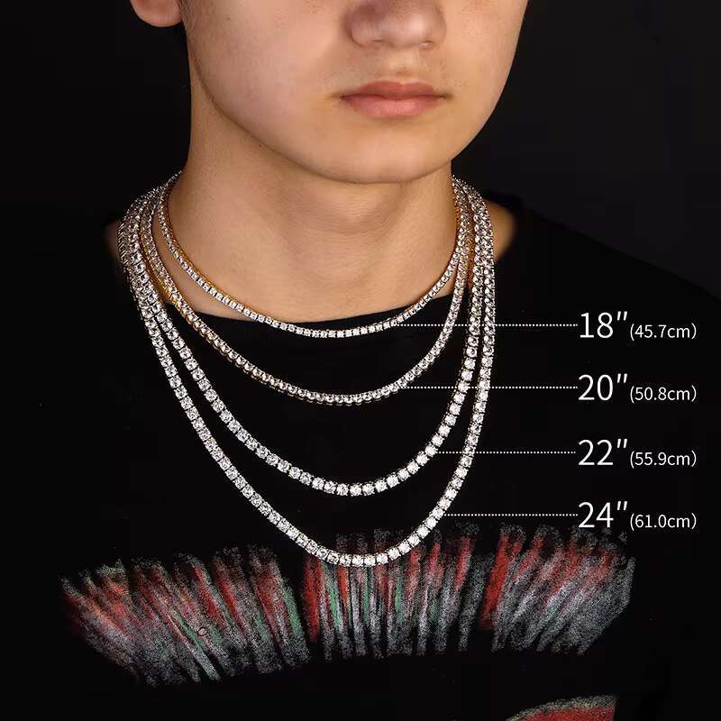 Preferential 4mm 22in 925 Sterling Silver Tennis Chain Diamond Custom Men Jewelry Necklaces Moissanite Cuban Link Chain