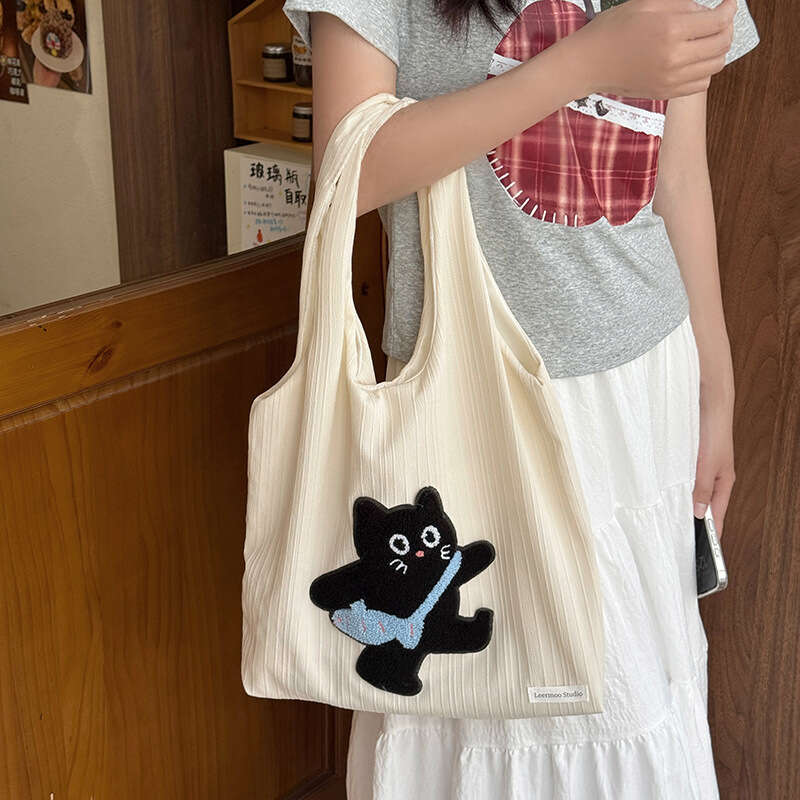 Summer New Large Capacity Handheld Shoulder Shopping Cute Cartoon Tote Underarm Crossbody Bag