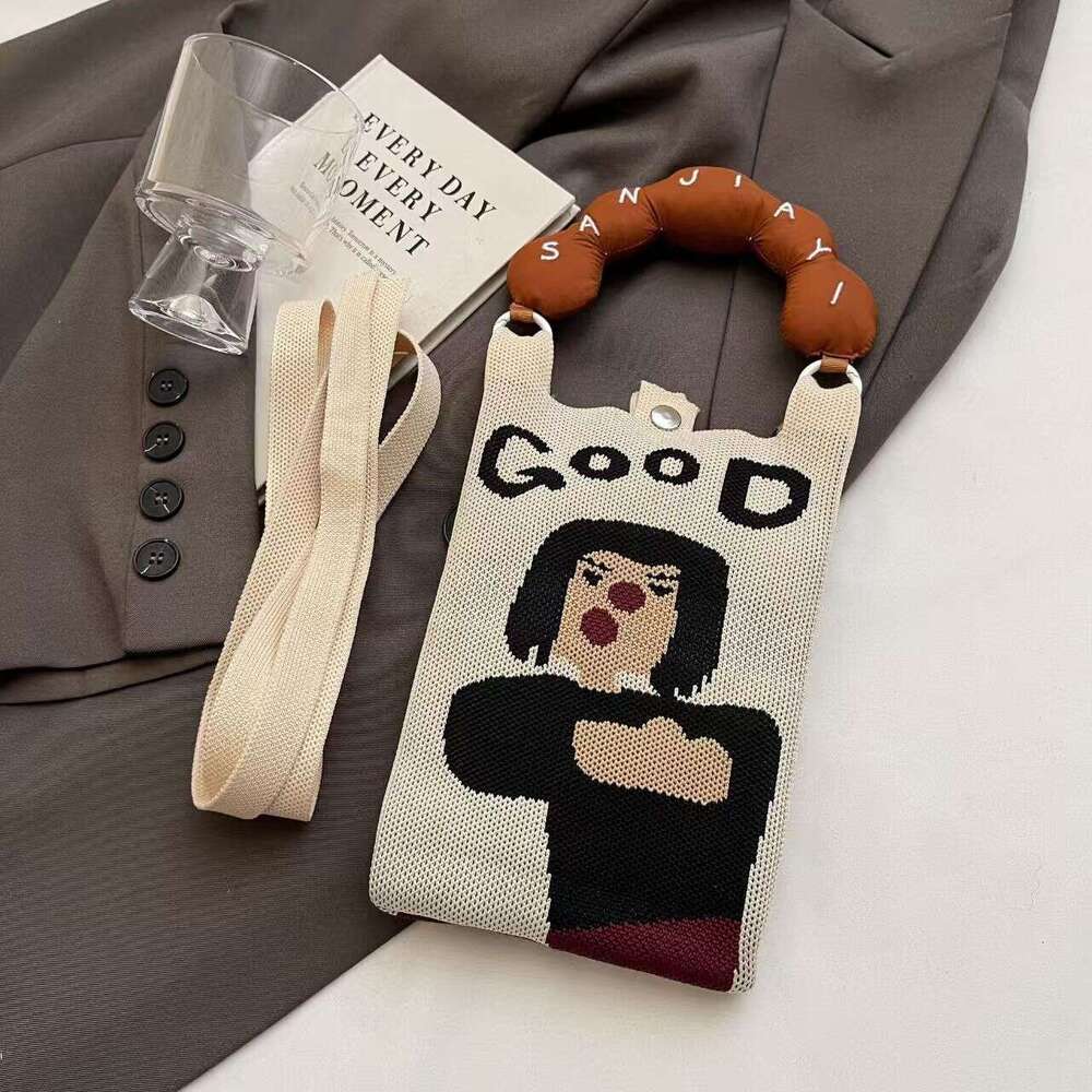 Korean INS Knitted Handbag New Convenient Storage Student Cute Cartoon Fashion Crossbody Bag