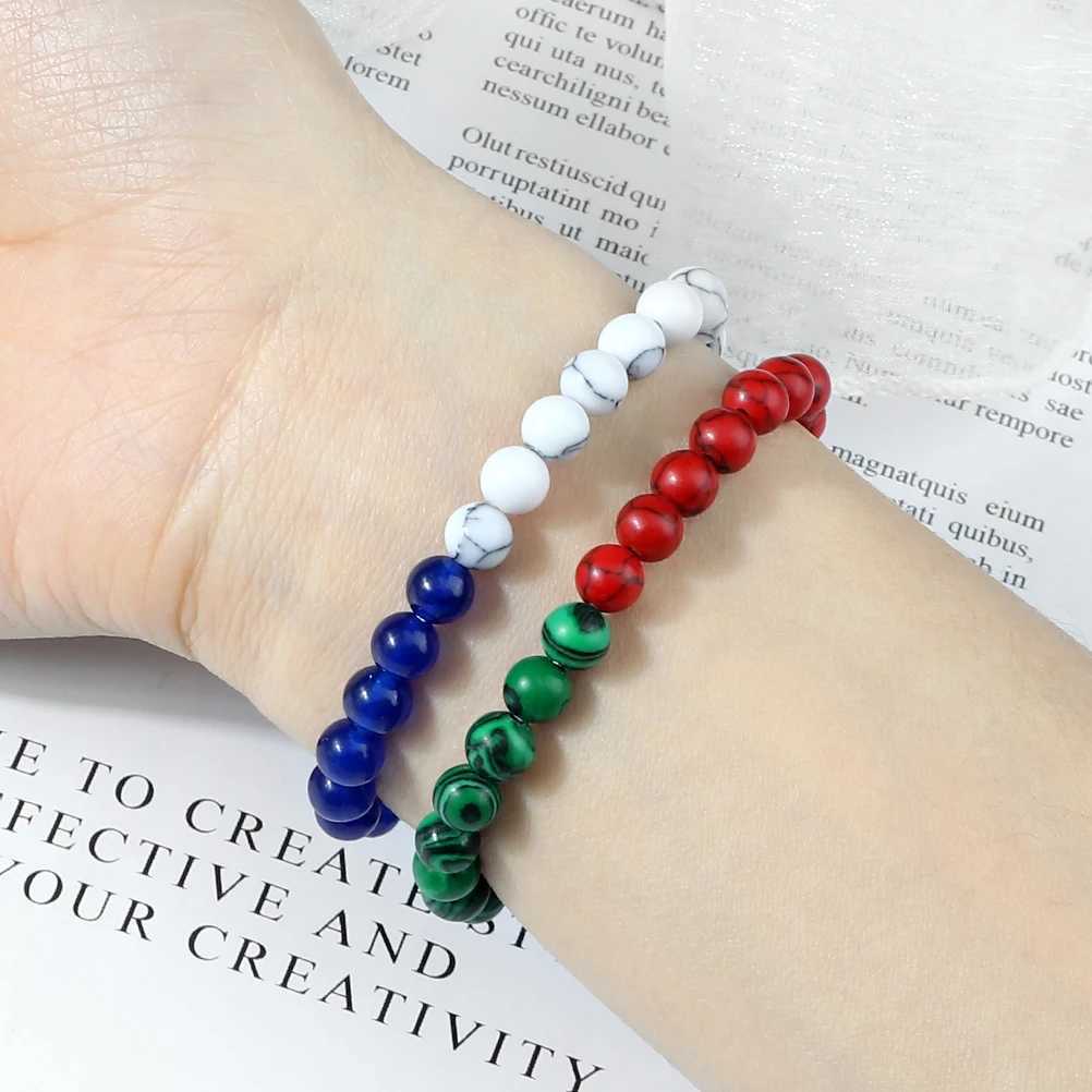 Classic Natural Stone Palestine Flag Bracelet Men Women National Flag Beads Bracelet Christmas Prayer Beads Worship Jewelry Gift M250604