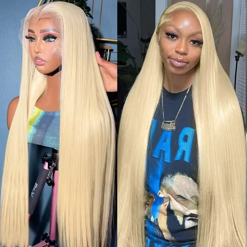 13x4 13x6 HD Transparent Full Frontal Lace 613 Blonde Colored Straight Human Hair Wigs Lace Front Wigs For Women 34 36 Inches Synthetic