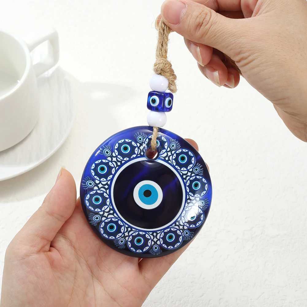 Vintage Eye Pattern Flower Resin Keychain Turkish Evil Eye Colorful Pattern Carabiner for keys Car keyring Gifts for Women Men M250604