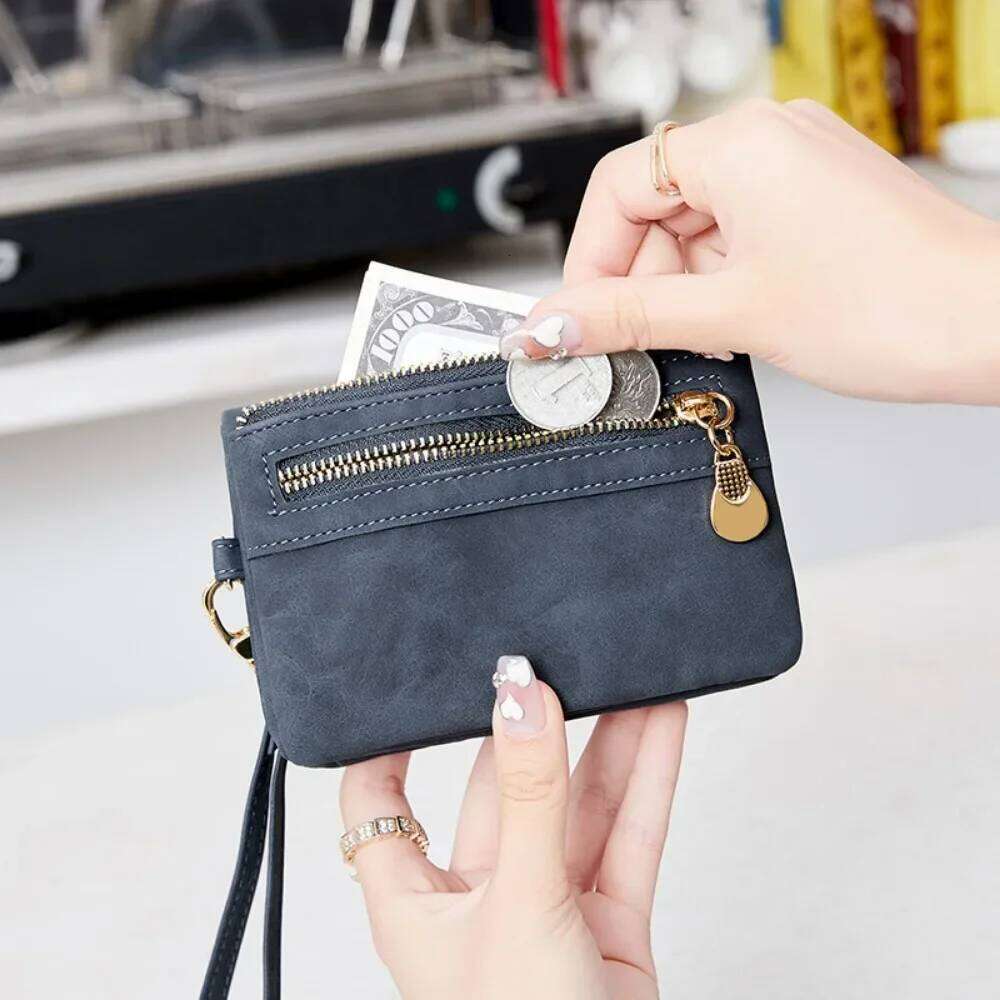 Retro foldingzipper wallet high-quality PUleather portablemultifunctional women's walletfashionable withID card window wrist bag