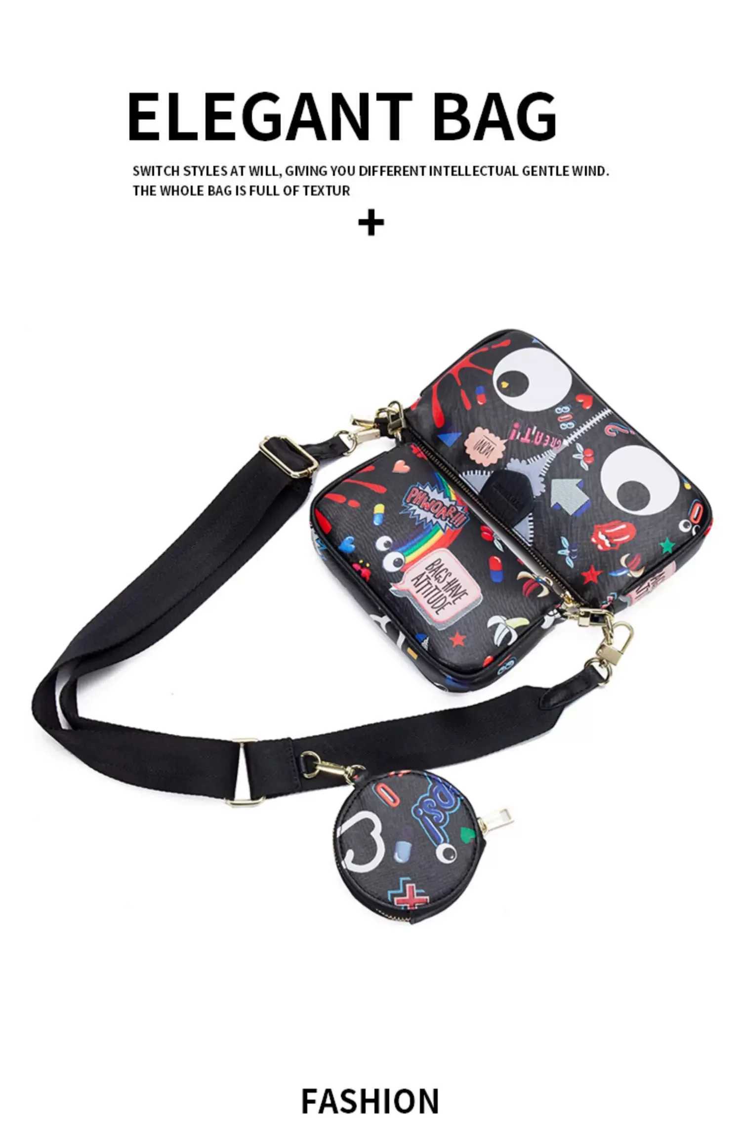 Summer Trendy Ribbon Single Shoulder Diagonal Cross Womens Printed Bag 3-Piece Set Mini Small Combination Bar Bag European and W250604