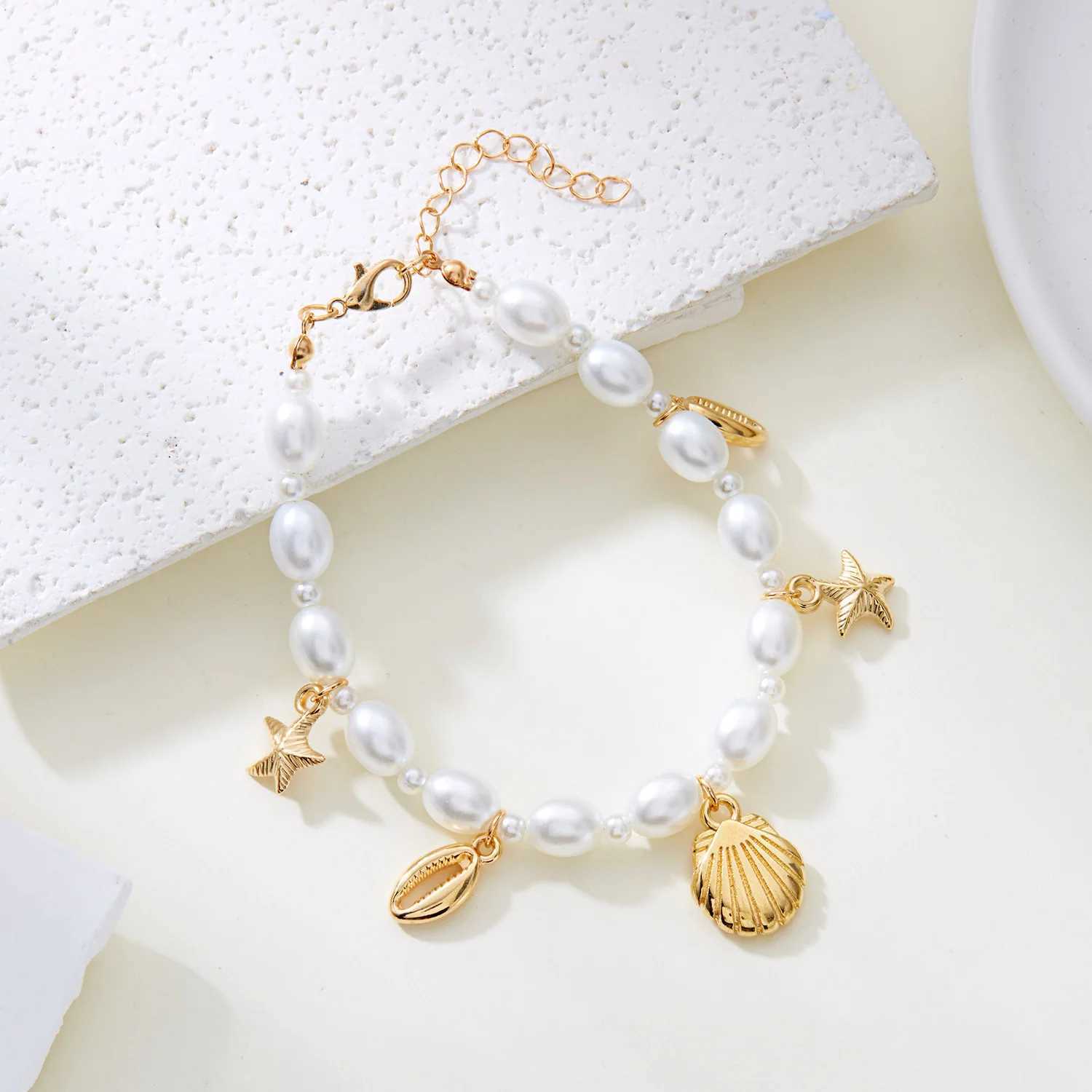 Bead Ankle Bracelets Set for Women Boho Shell Anklet Hawaiian Summer Beach Seashell Pearl Disc Starfish Conch Foot Jewelry W250604