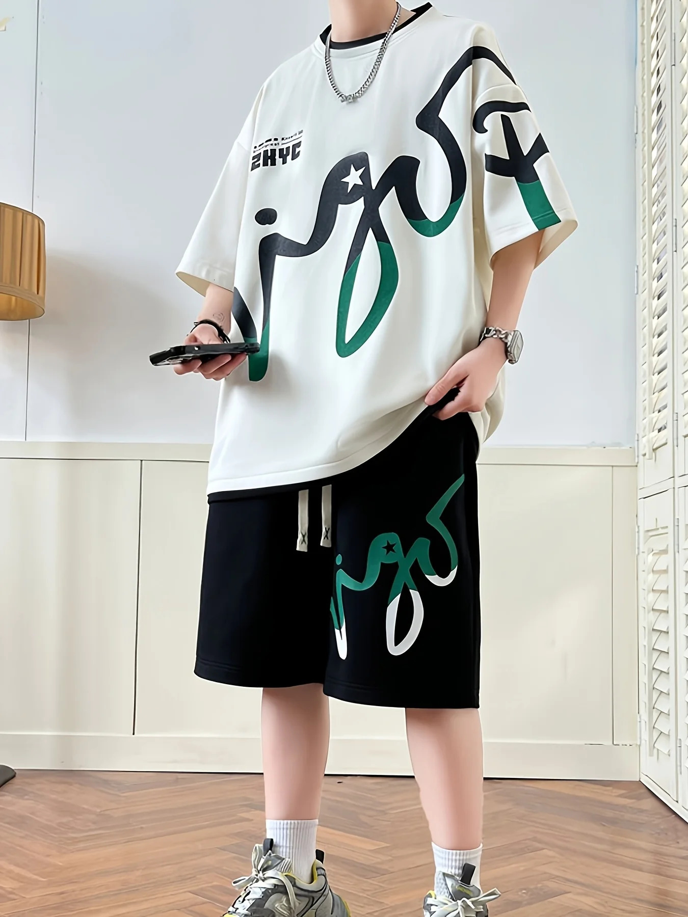 2025 Summer Mens Set Korean fashion two-piece sportswear for men trendy mens clothing jogging set T-shirt shorts set po 250604