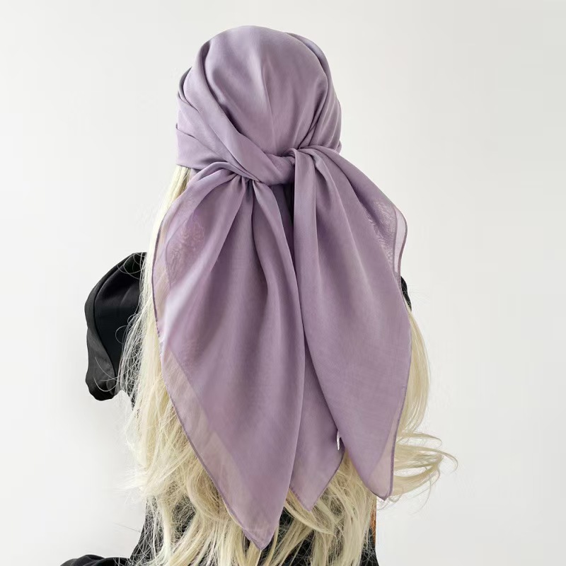 T883 solid color scarf large square scarf 2025 spring new style head scarf headscarf ladies scarf