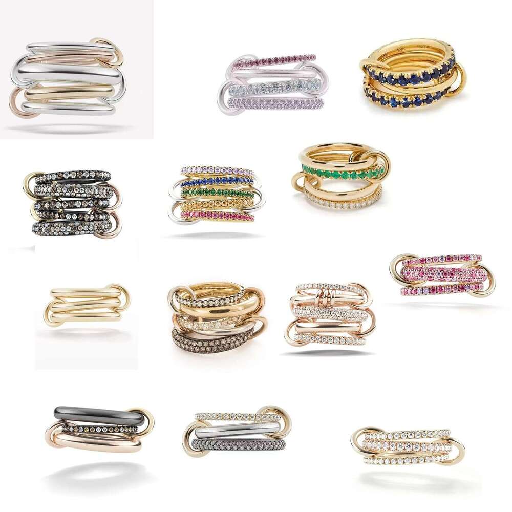 2025 Designer Ring For Women 3 Color 4 Links Stacked Rings Diamond Studded Crystal Luxury Jewelry Couple Holiday Gift
