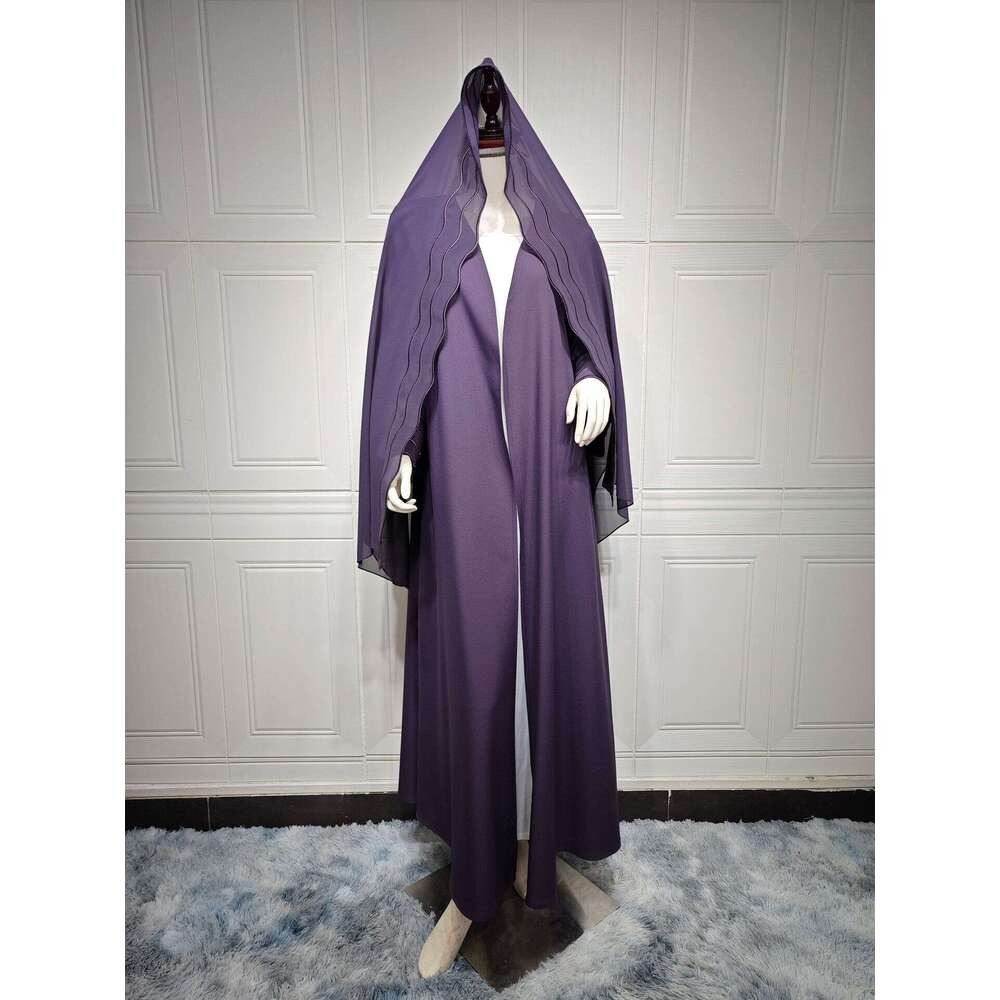 Mq084 Autumn Arab Dubai Turkey Abaya Exquisite Embroidery Jacket With Headscarf Two Pieces B5