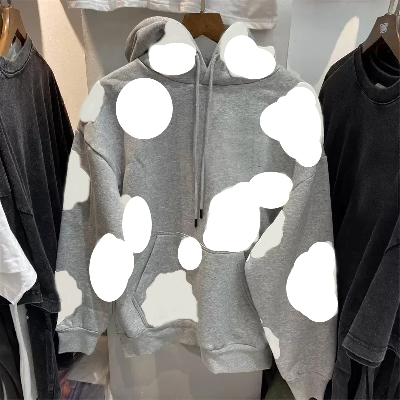 Men's Hoodies 3D Foamed Printing Hoodie Men Women Fleece Embroidered Letters Graffiti Vintage Sweatshirts Pullover Grey Black Colors