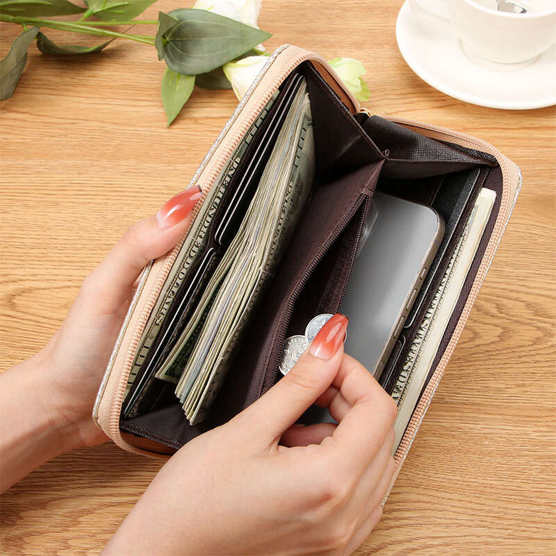 New Style PU Long Women's Zipper Wallet with Multiple Card Slots, Large Capacity Clutch for Coins and Phone