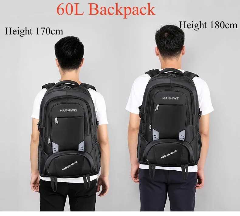 60L 80L Outdoor Hiking Sports Backpack Waterproof Oxford Large Capacity Camping Travel Bag Men Cycling Leisure Luggage Rucksack W250603