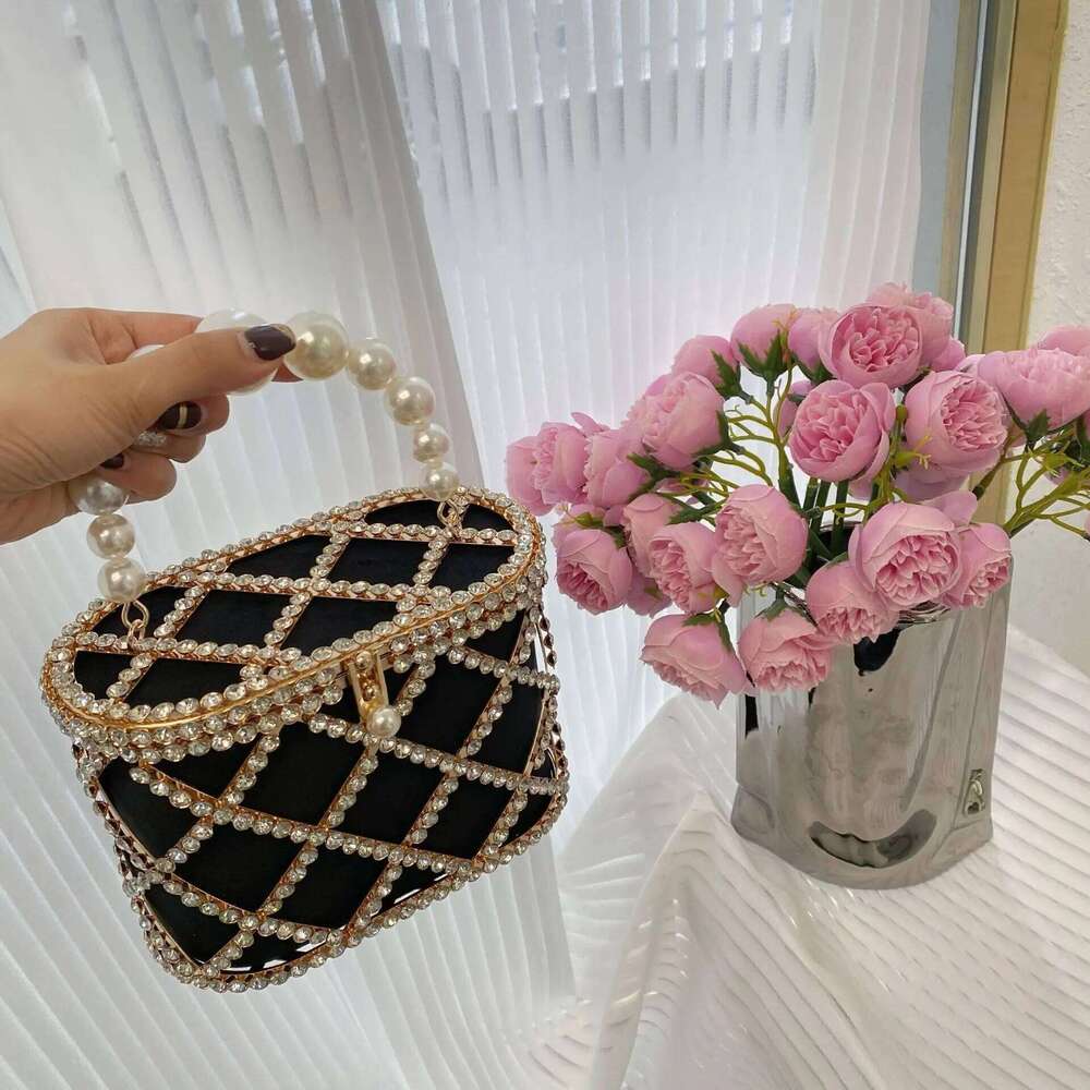 Rhinestone Evening Women Skeleton Dia Purse Shiny Handmade Birdcage Vegetable Basket Clutch For Wedding Bag