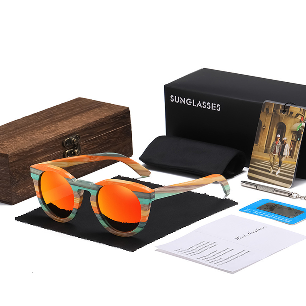 GM Fashion Skateboard Wood Bamboo Sunglasses Polarized Womens er Wood Sunglasses UV400 241114