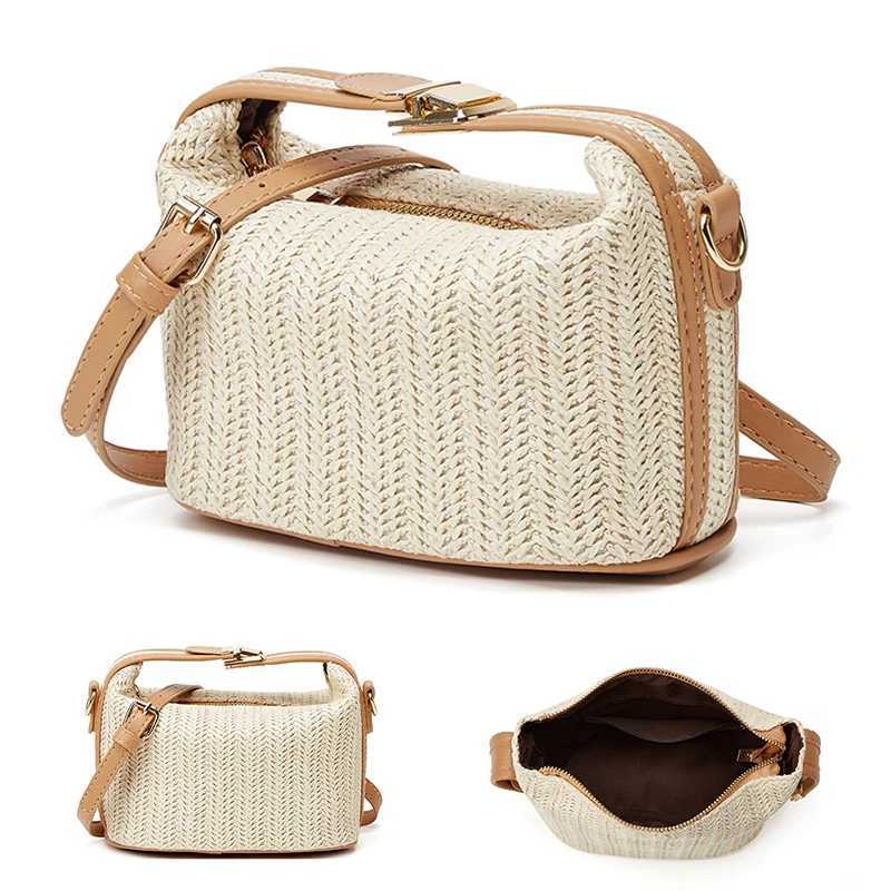 Yogodlns Summer Small Straw Handbag Trendy Shoulder Bag Woven Bucket Crossbody Bag Casual Seaside Beach Bag Girls Handle Tote XJ250604