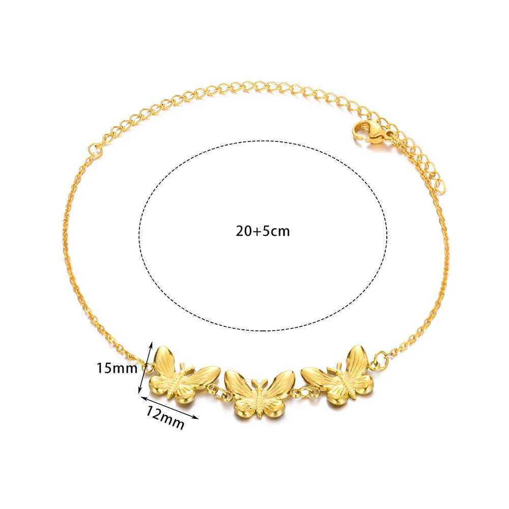 Butterfly Anklets for Women Imitation Pearl Stainless Steel Bracelet on the Leg Anklet Gold Color Beach Summer Jewelry Gifts W250604