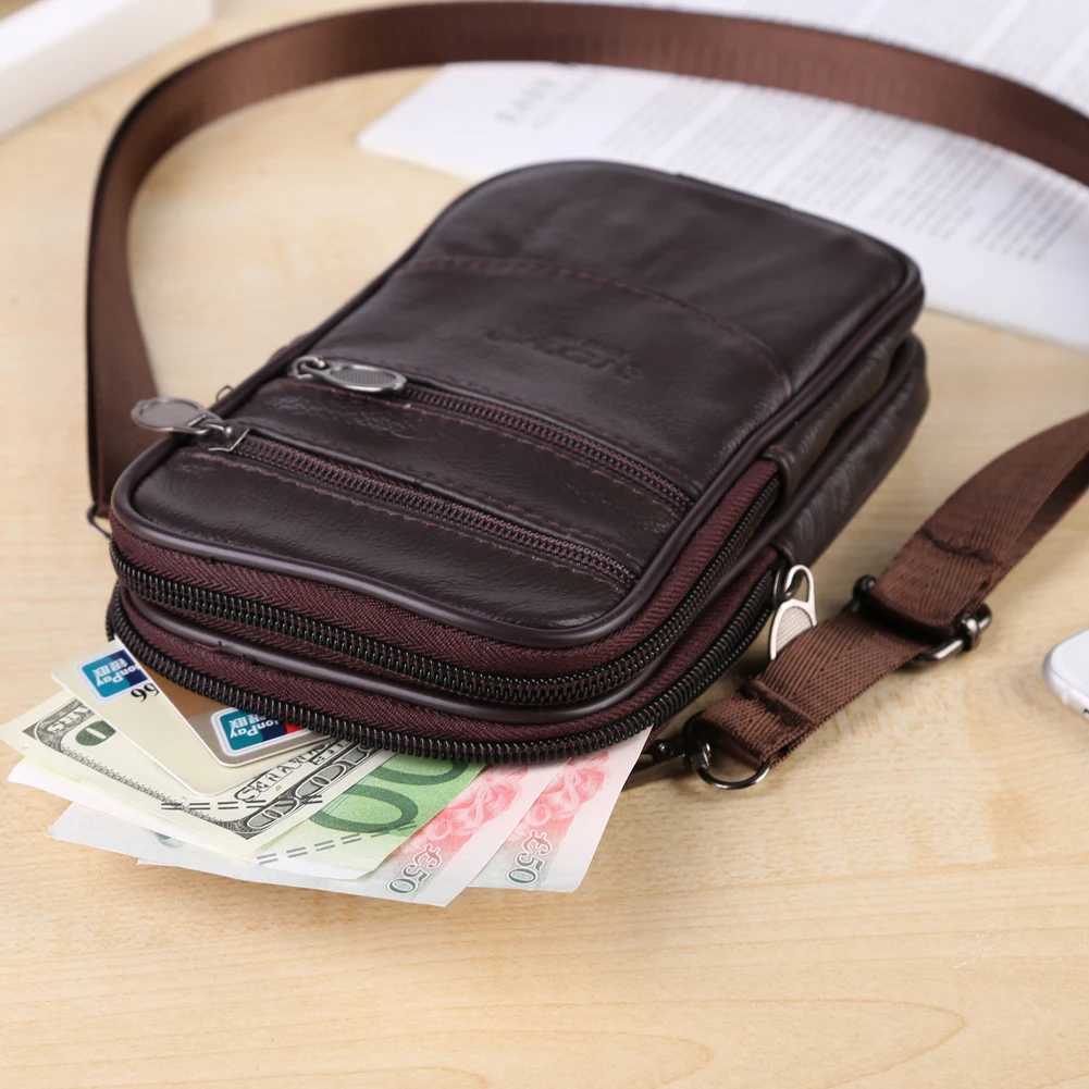 Fashion Mini Waist Bags Wallet Vintage Men Cow Leather Pure Card Coin Clutch Waist Bag Wallets Purse Mini W250604