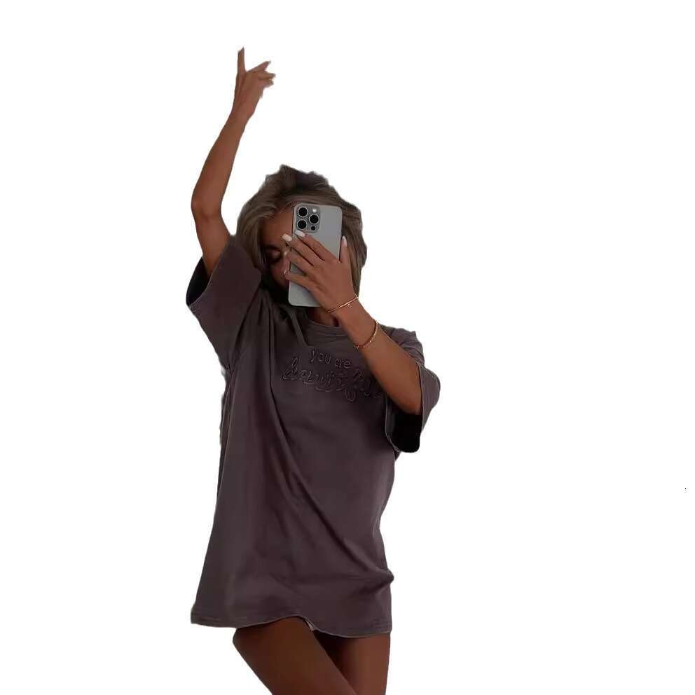 New Letter Foam Print Loose Belly Covering Slimming Top Spring Summer Ins Versatile Short Sleeve T-Shirt Women B5