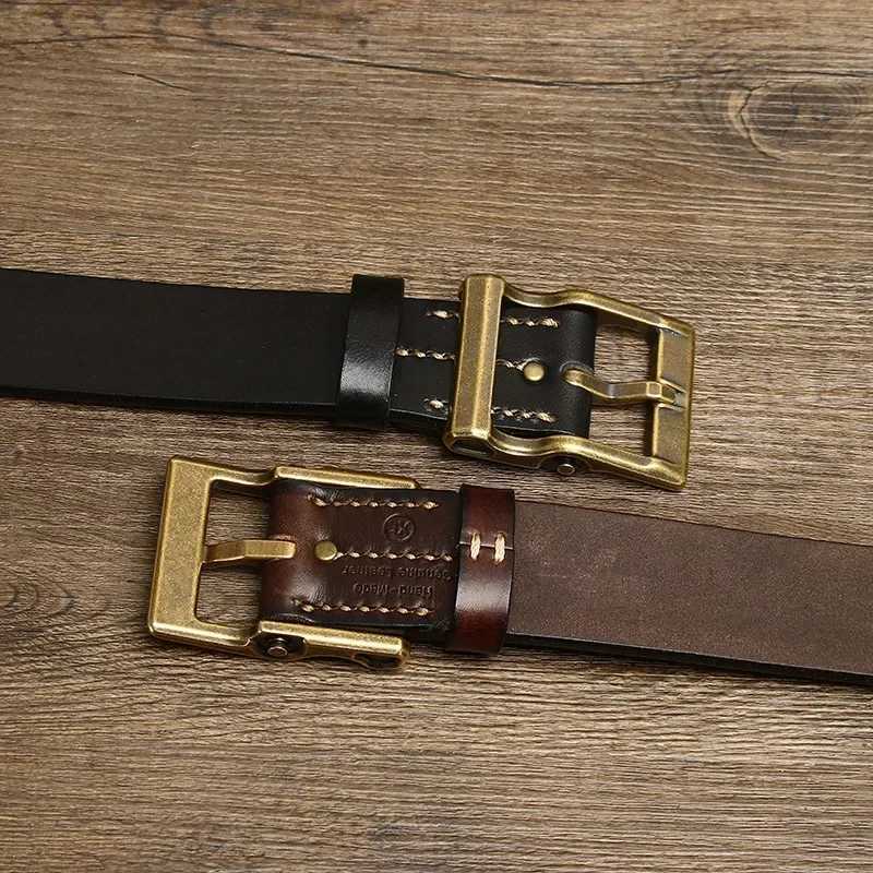 3.8CM Pure Cowhide High Quality Genuine Leather Belts for Men Strap Male Brass Buckle Fancy Vintage Jeans Cowboy Thicken Belts W250604