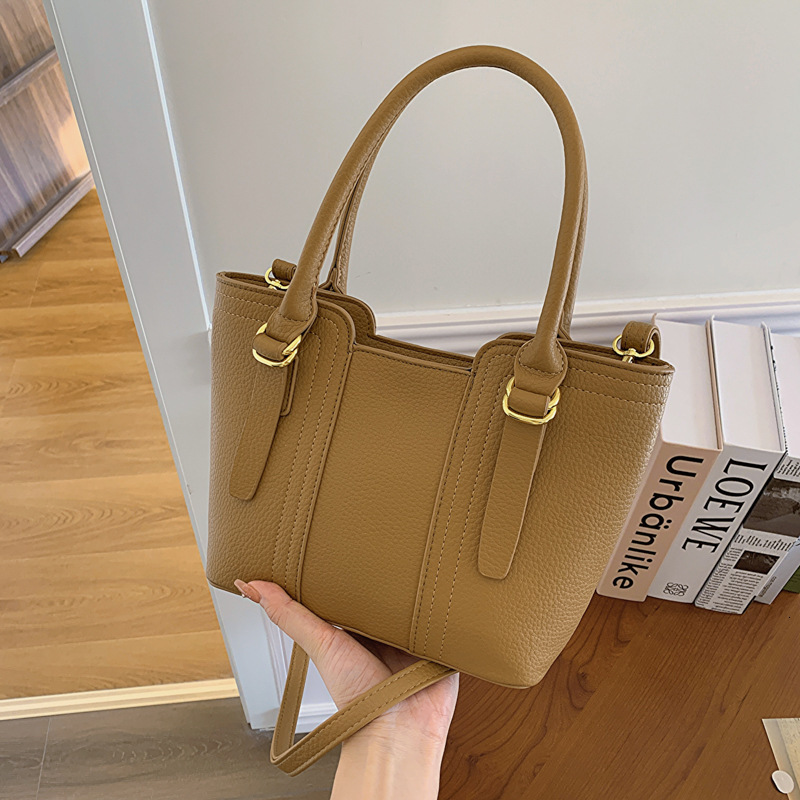 designer Korean Style Simple Fashion Design Shoulder Bag 2025 Spring Summer New Litchi Pattern Handheld Tote Small Square Bag