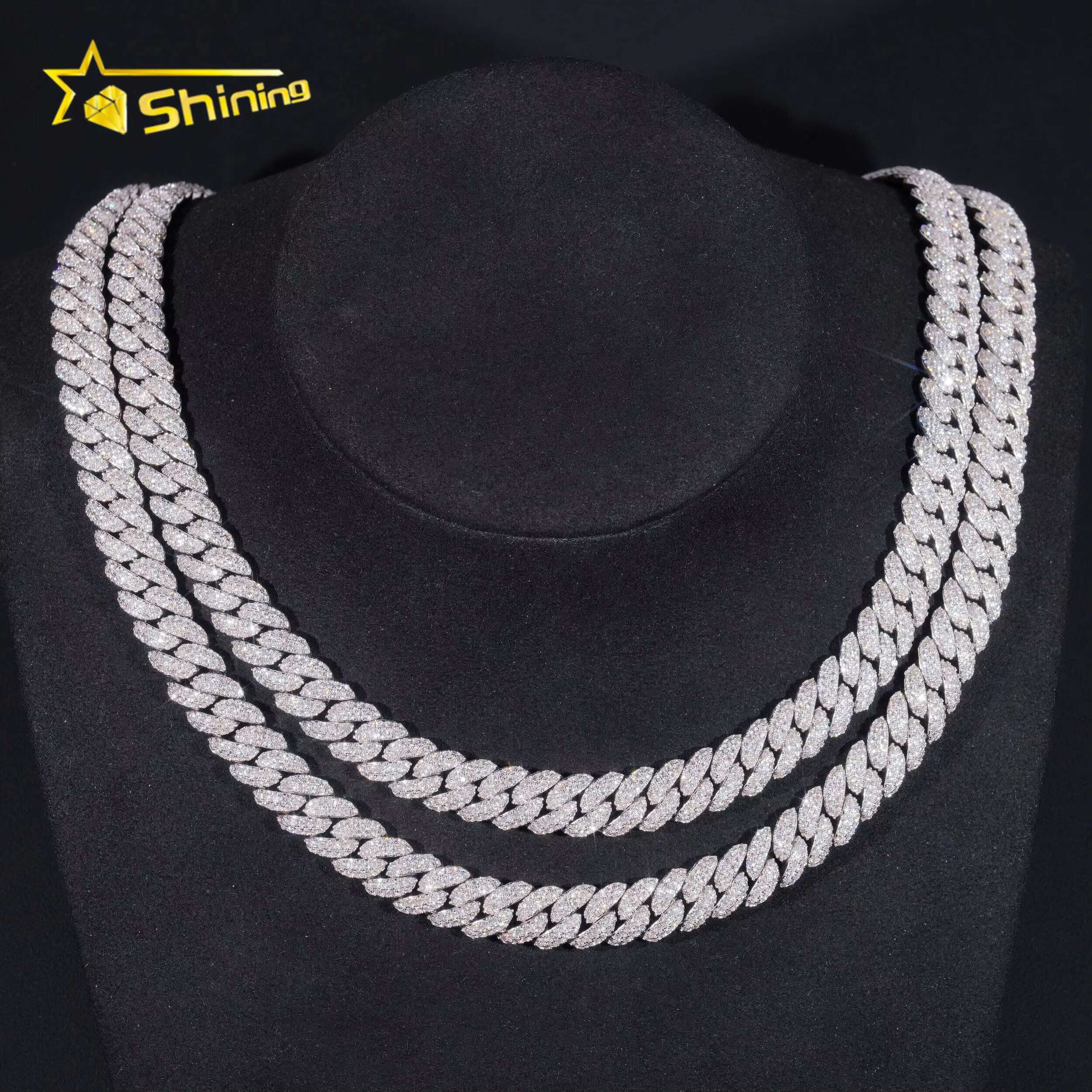 Pass Diamond Tester 925 Sterling Silver Hip Hop Style Iced Out 10mm Moissanite Cuban Link Chain