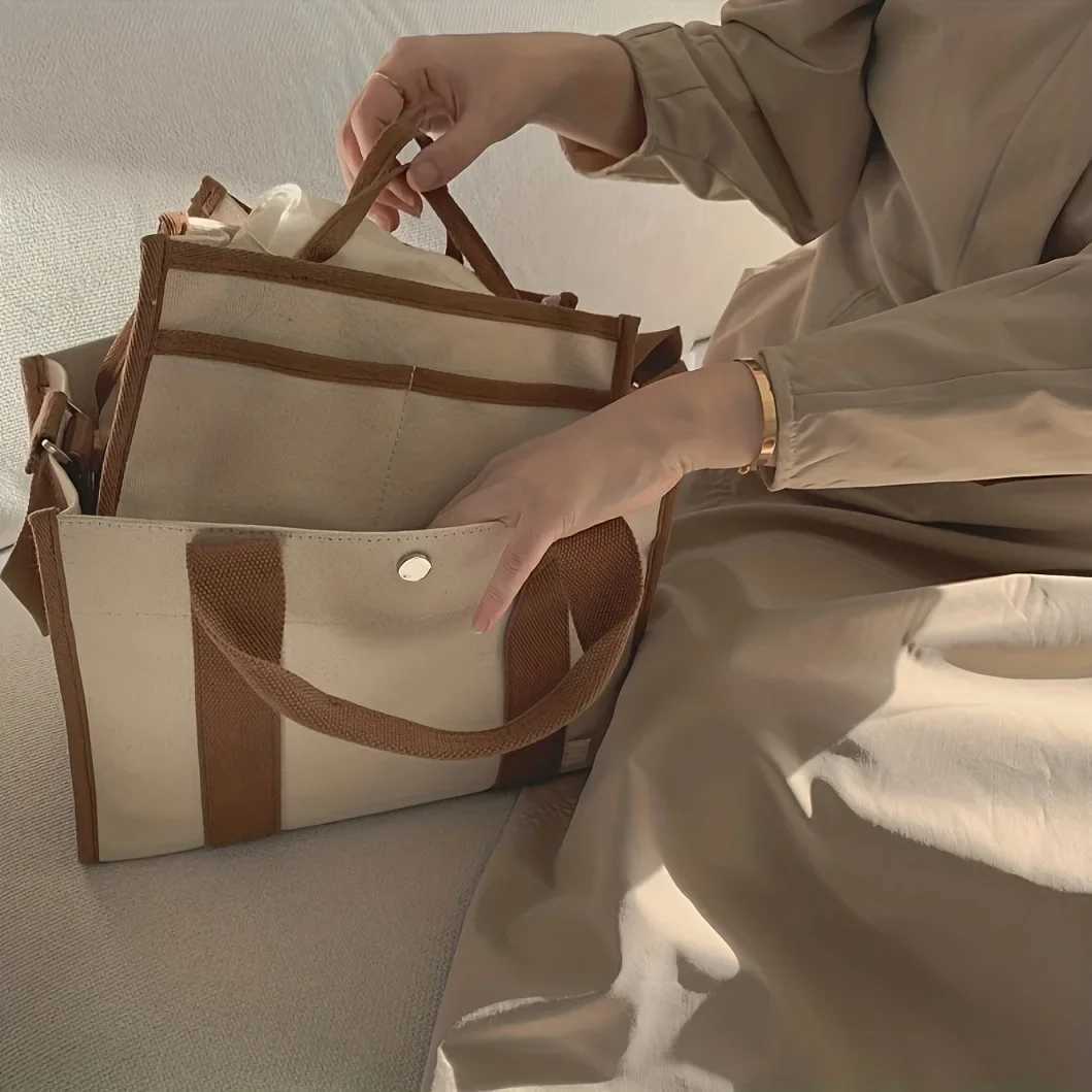 Korean Instagram Mommy Bag New Canvas One Shoulder Diagonal Straddle Bag Large Capacity Multi functional Mom and Baby Bag XJ250604