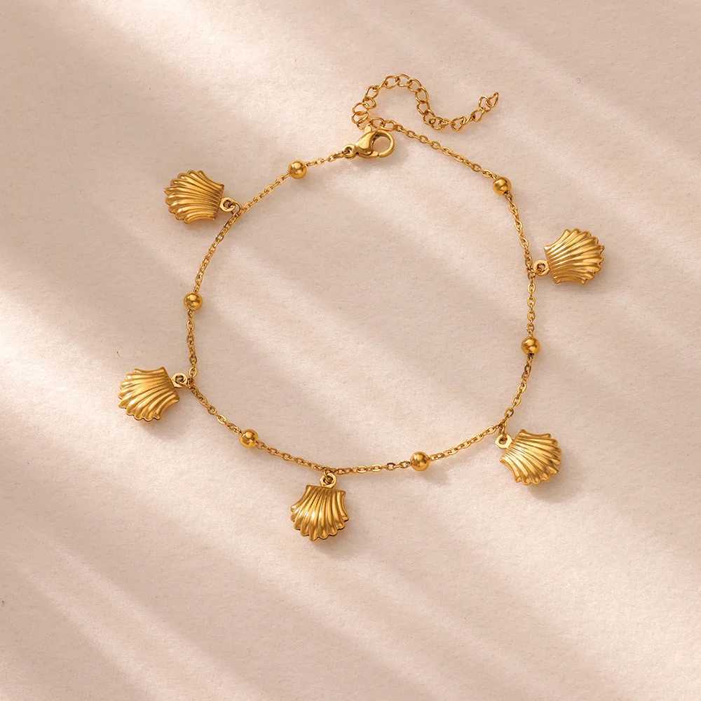 Fashion Shell Anklets for Women Stainless Steel Gold Color Leg Chain Ankle Bracelet Femme Summer Beach Foot Jewelry Gift W250604