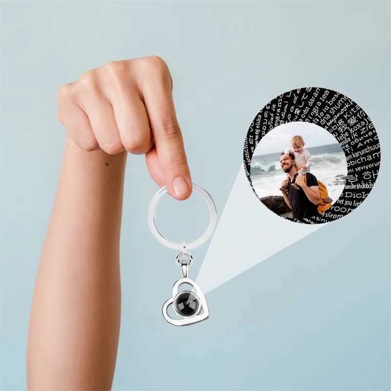 Personalized Photo Projection Keychain Custom Heart Photo Keyring Projection Keychain for Women Anniversary Memorial Gifts W250604