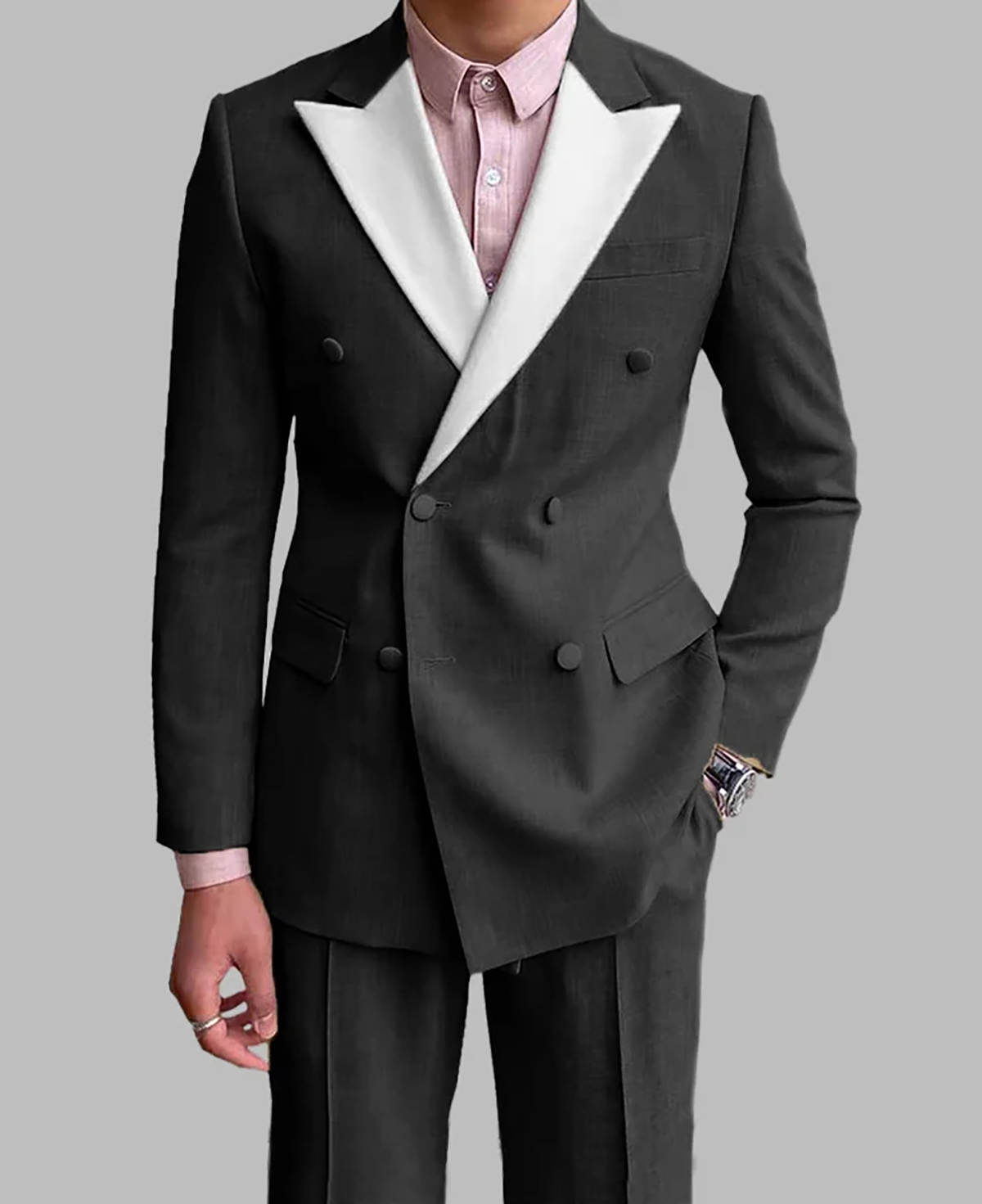 Formal Solid Color Men Wedding Tuxedos Peaked Lapel Tailored Pants Suits Birthday Party Prom Groom Wear 2 Pieces Customized