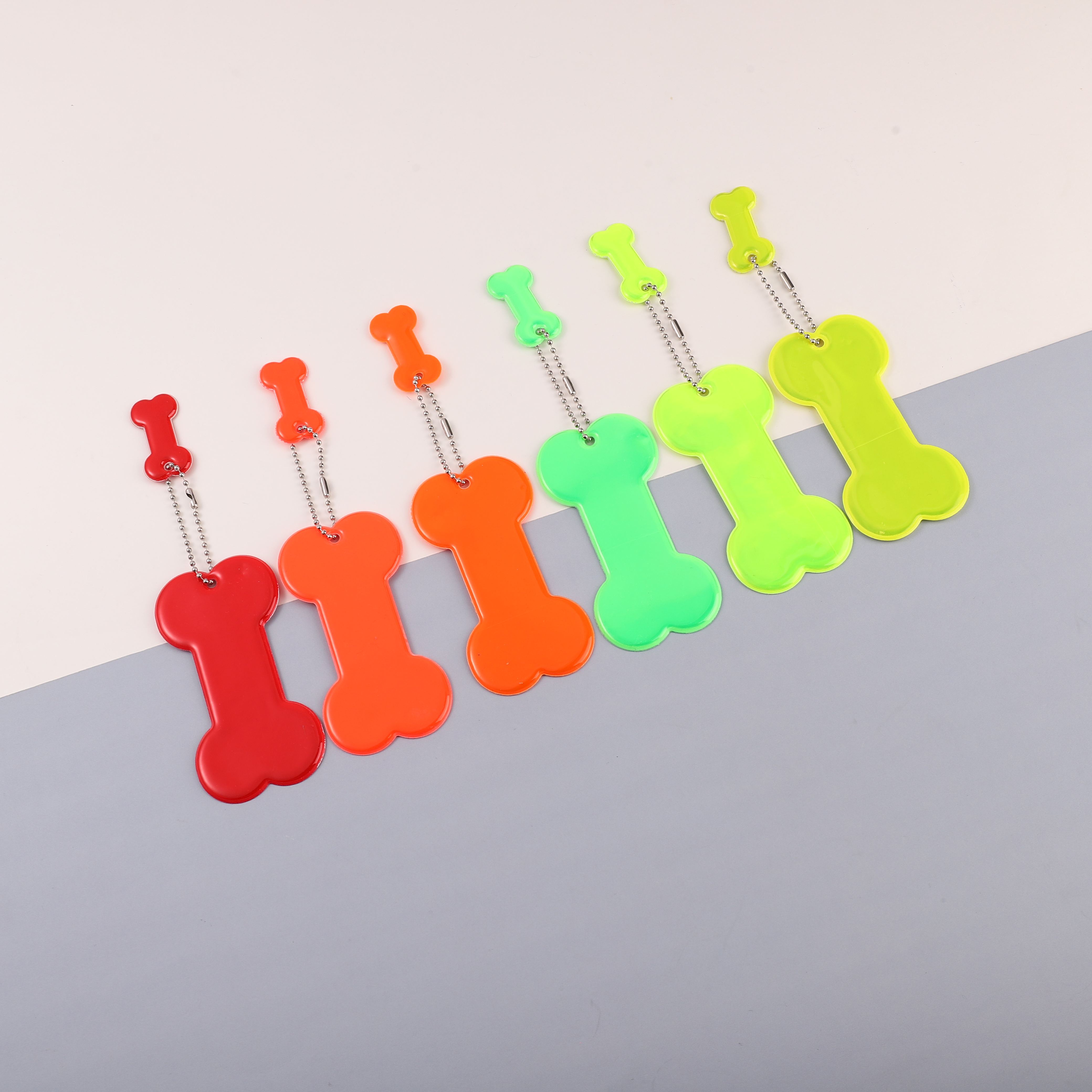 Reflective Bone-Shaped Two-Piece Keychain for Nighttime Visibility - Ideal Student Backpack Accessory