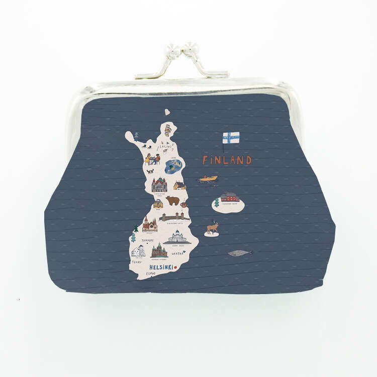 Finland Printed Purse for Women, Key and Coin Holder, Children's Mini Clutch