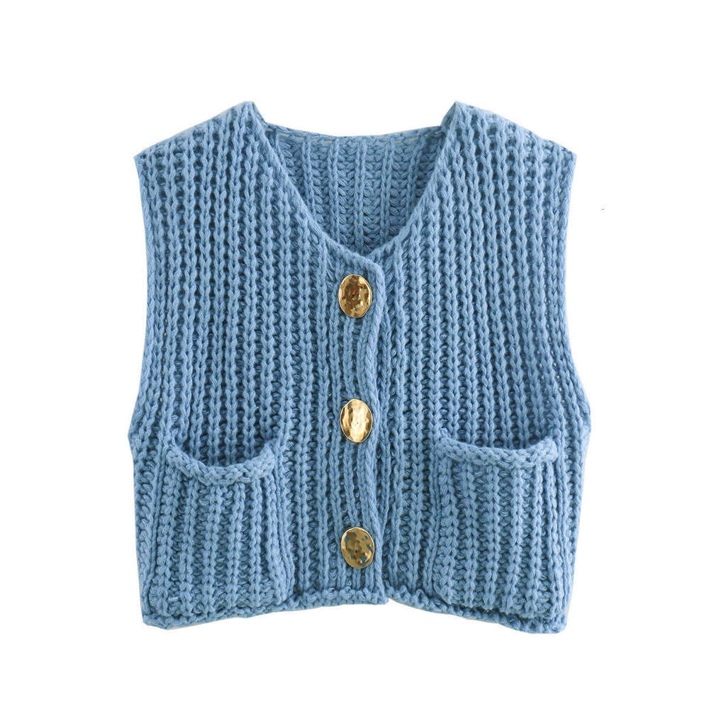 Autumn Street Cardigan Fashion Cute Crochet Knit Coarse Needle Vest Women's Clothing B5