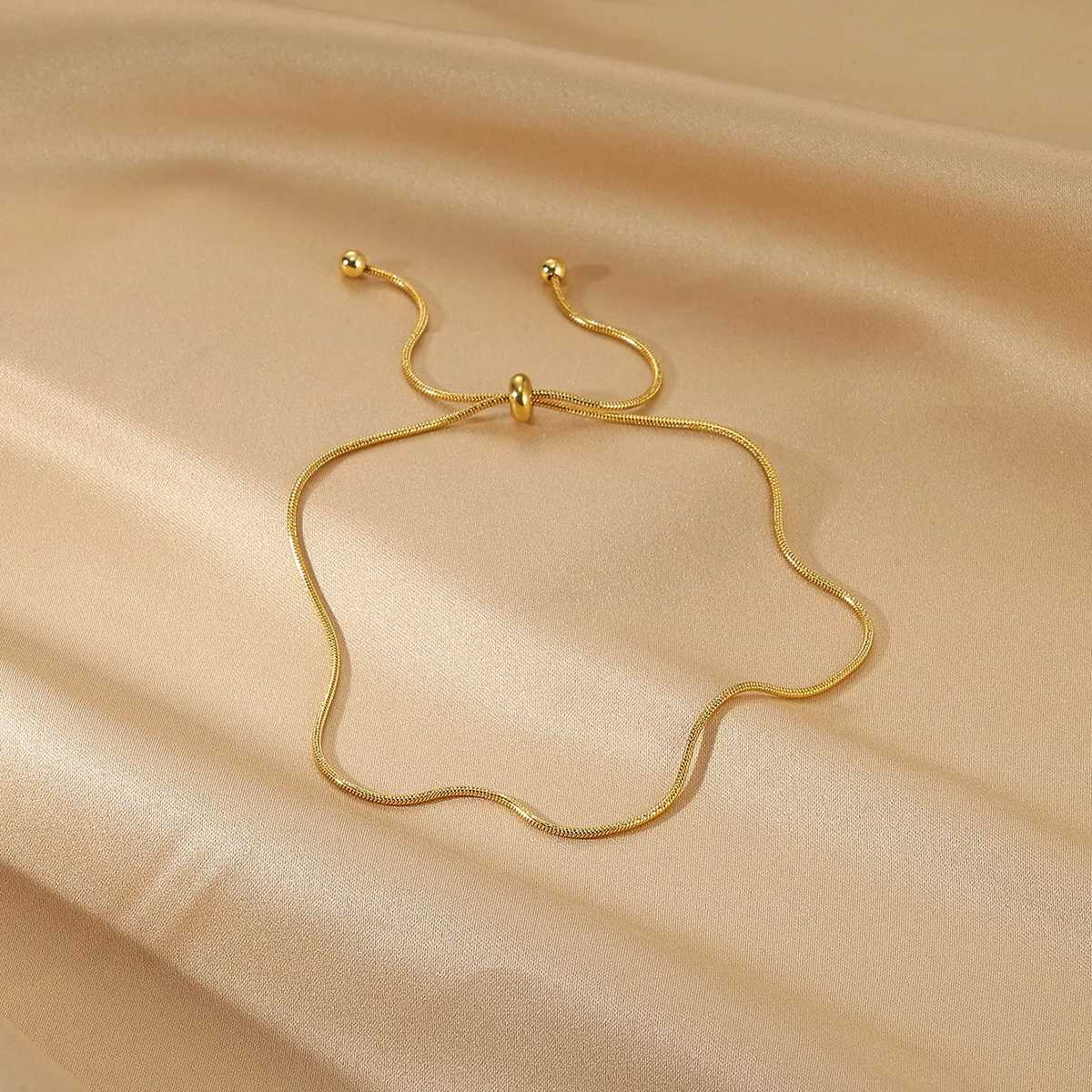 Summer Adjustable Chain Anklet Bracelet For Women Fashion Thin Chain Anklet Foot Beach Stainless Steel Waterproof Jewelry Gifts W250604