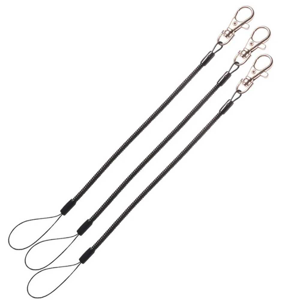 Fashion Black Plastic Spring Elastic Keychain Fishing Coil Elastic Lanyard Spring Coil Lobster Clip Keychain Anti-Lost Hanging M250604