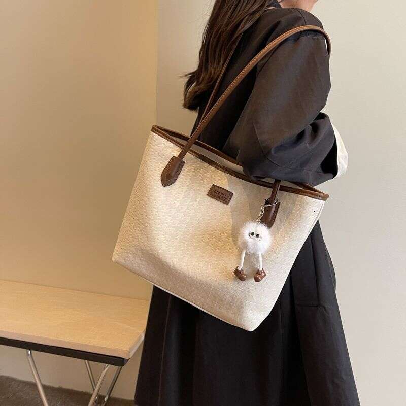 Large Capacity for Women 2025 Casual Office Shoulder High-end Feel College Student Class Commuting Tote Bag Elegant Versatile New Trendy Fashion Ins