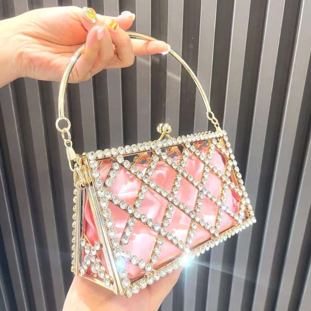 Handmade Rhinestones Evening Crystal Bags For Women Purses And Handbags Designer Metal Banquet Bag