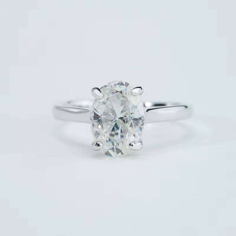 DHcollections Starsgem Solitaire Oval Shape 2ct 7*10mm White Moissanite Sterling Sier S Engagement Ring for Women