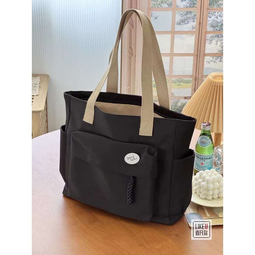 Design Rope Knot Commuter Thickened Nylon Tote Bag Casual Literary Student Simple Shoulder Handbag