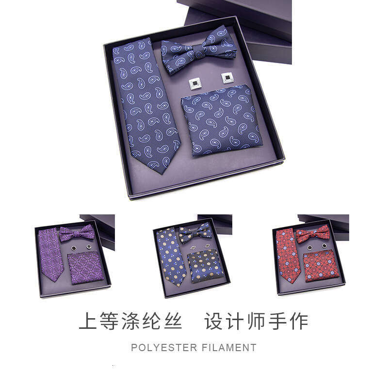 mens business formal wear party gift fashion handkerchief and bow tie set