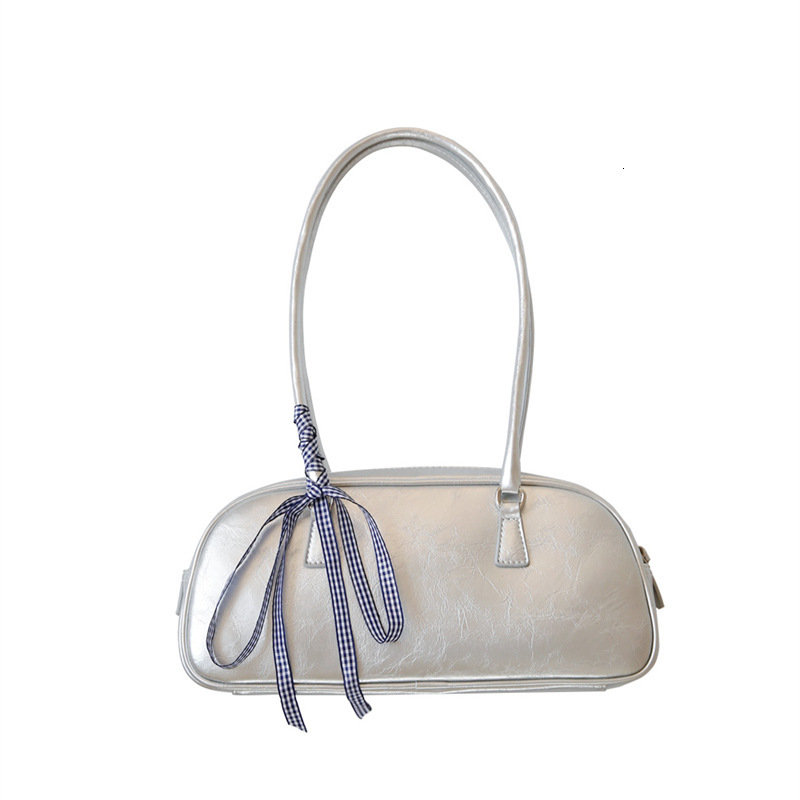 Korean Spring New Ballet Style Women s Handbag Fashion Multi functional Silver Shoulder fashion Underarm Bag fashion Designer Women s Fashion Shoulder