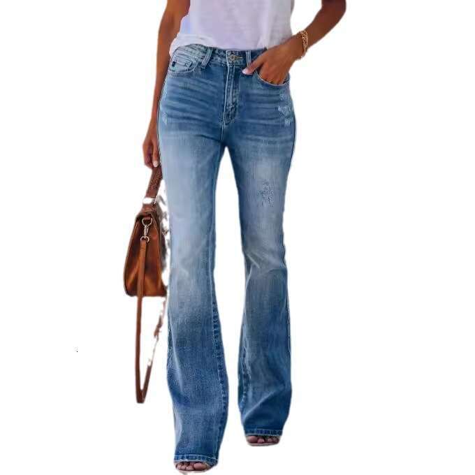 High Waist Hip Lift Stretch Flare Plus Size Women's Jeans B5