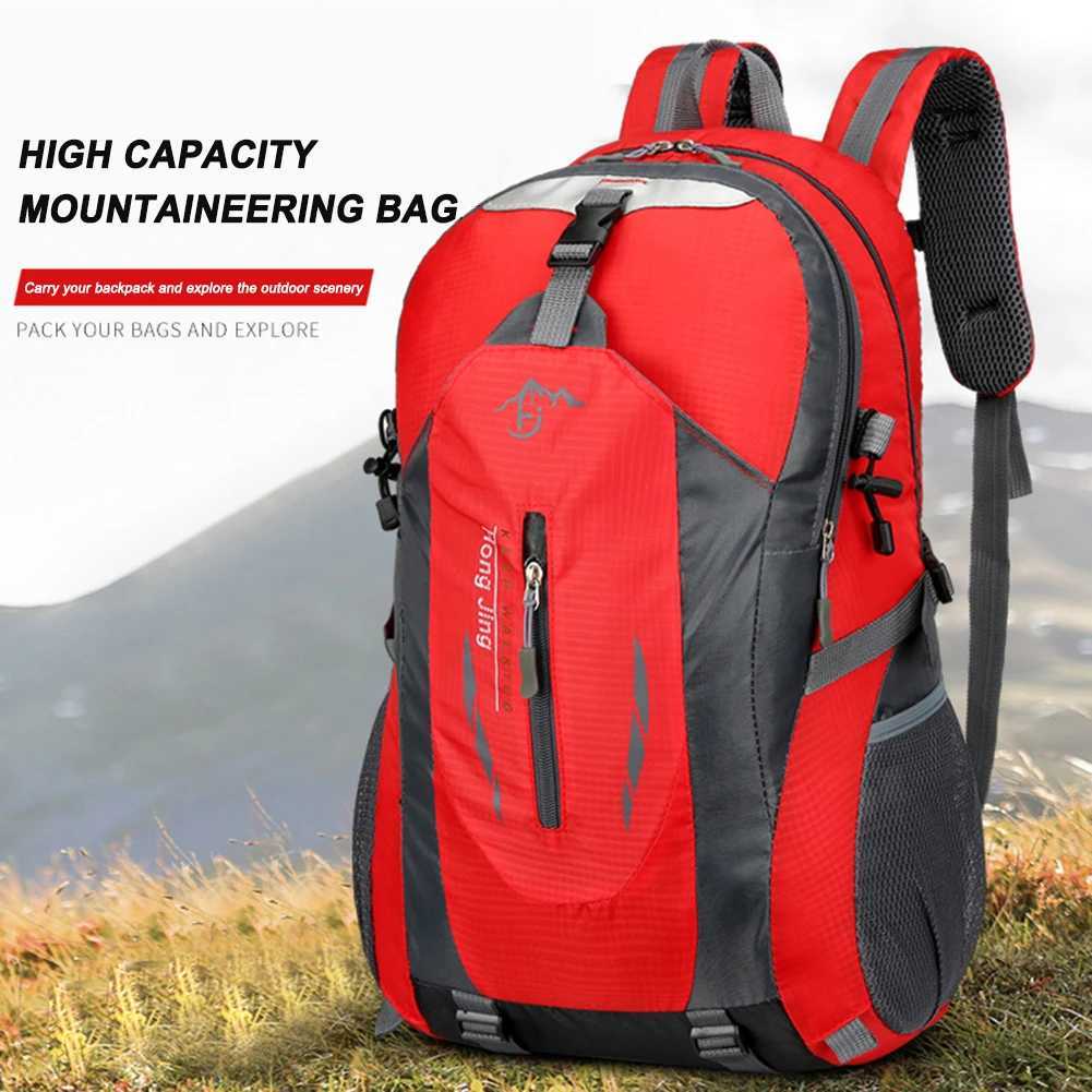 Polyester Camping Backpack Breathable Fishing Bag Large Capacity Wear-resistant Layered Storage Lightweight for Office Travel W250603