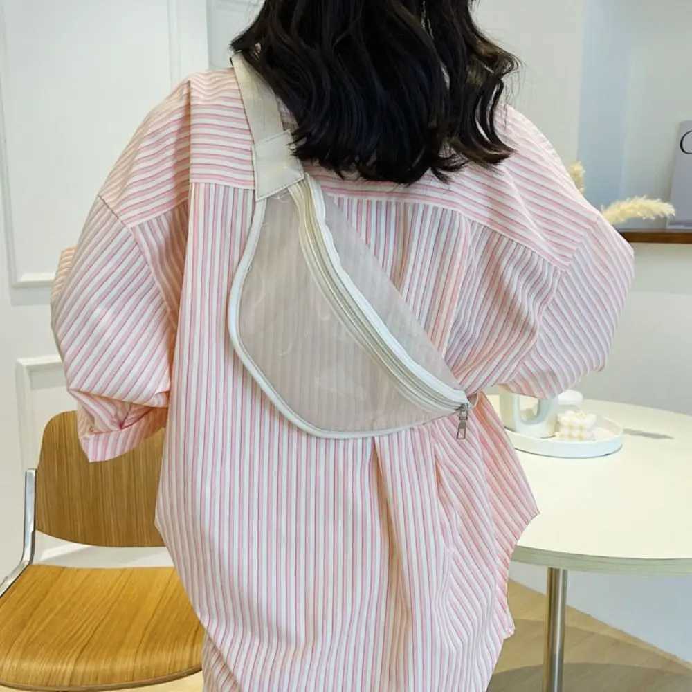 Casual Waterproof Transparent Waist Bag Zipper Shoulder Bag PVC Chest Bag Handbag Message Bag Transparent Pack for Women/Girls W250604