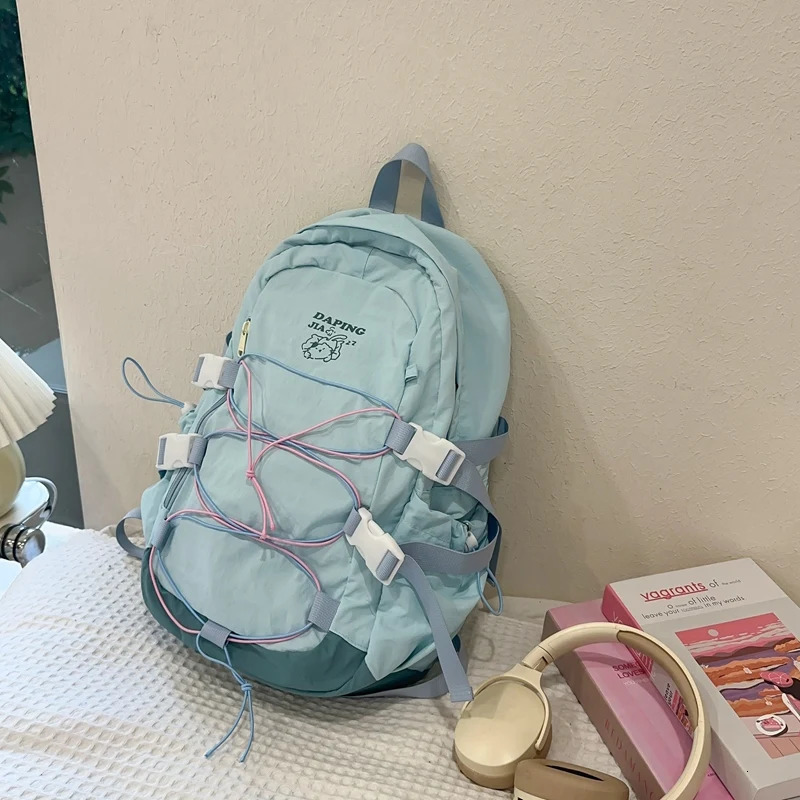 Teenagers School Bag Large Capacity Laptop Rucksack Aesthetic Fashion Backpack Kawaii Students Bookbag Simple Backpack 250530