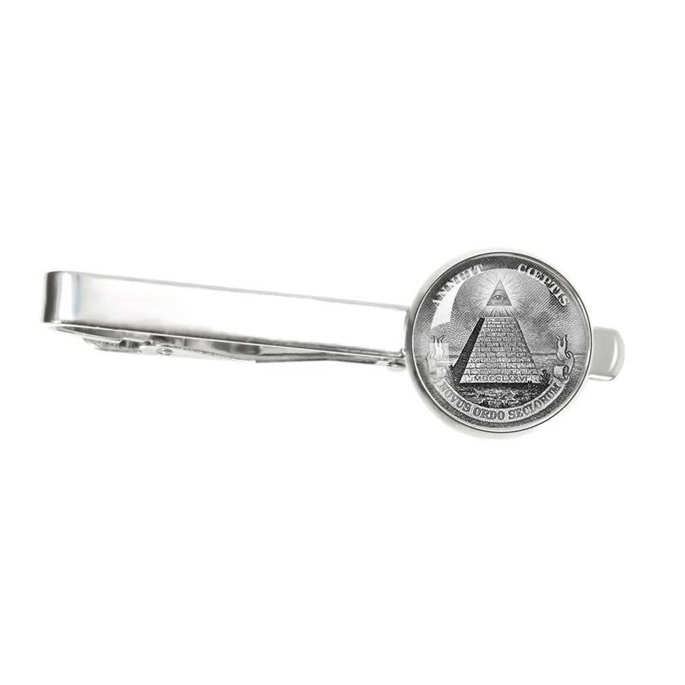 Silver Color Alloy Tie Clip Men Necktie Tie Clasp Gentleman Freemasons Illuminati Templars Tie Pin Mens Accessories W250604