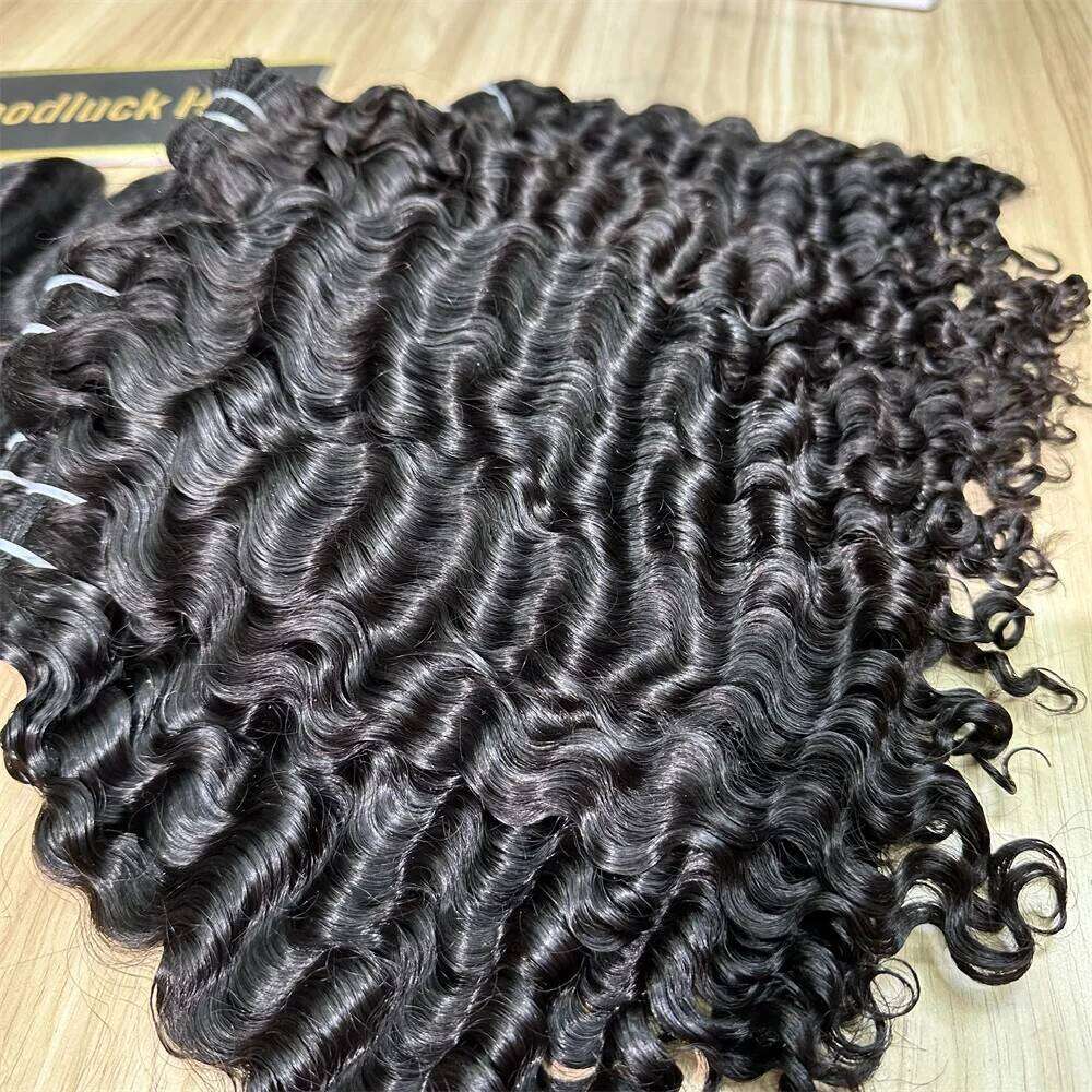 Original Real 3C4A 4 Bundle Deals Weft Extensions Burmese Curly Raw Human Hair Bundles Weave Full Head